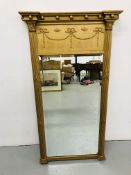 A REPRODUCTION REGENCY STYLE GILT WALL MIRROR W71cm x H128cm