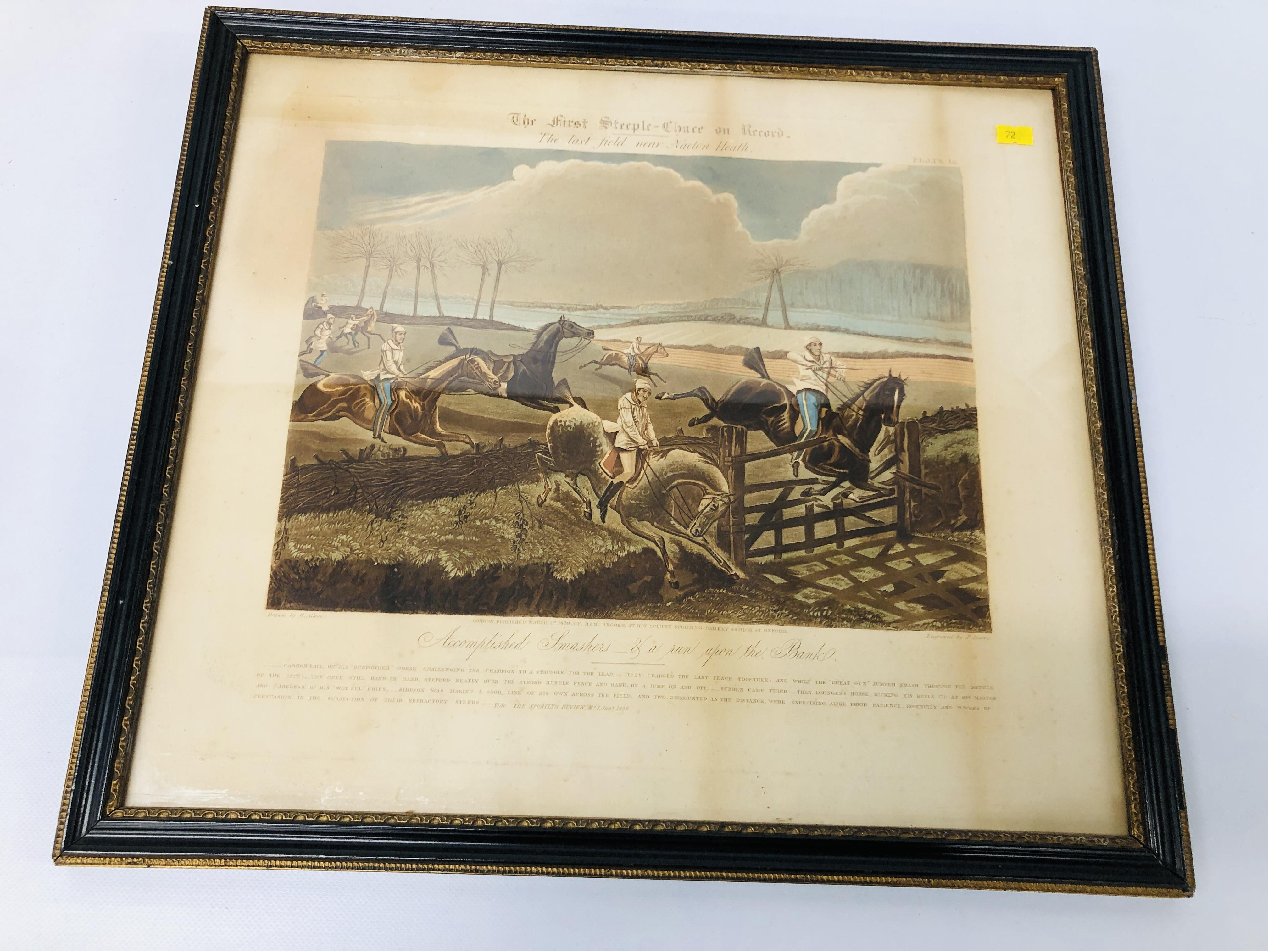 HENRY ALKEN: SET OF FOUR STEEPLE CHASE PRINTS (FOXED AND POOR CONDITION) - Image 3 of 7