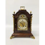 JOHN SMITH MANTEL CLOCK ON 4 BRASS SCROLLED FEET (KEY NOT PRESENT)