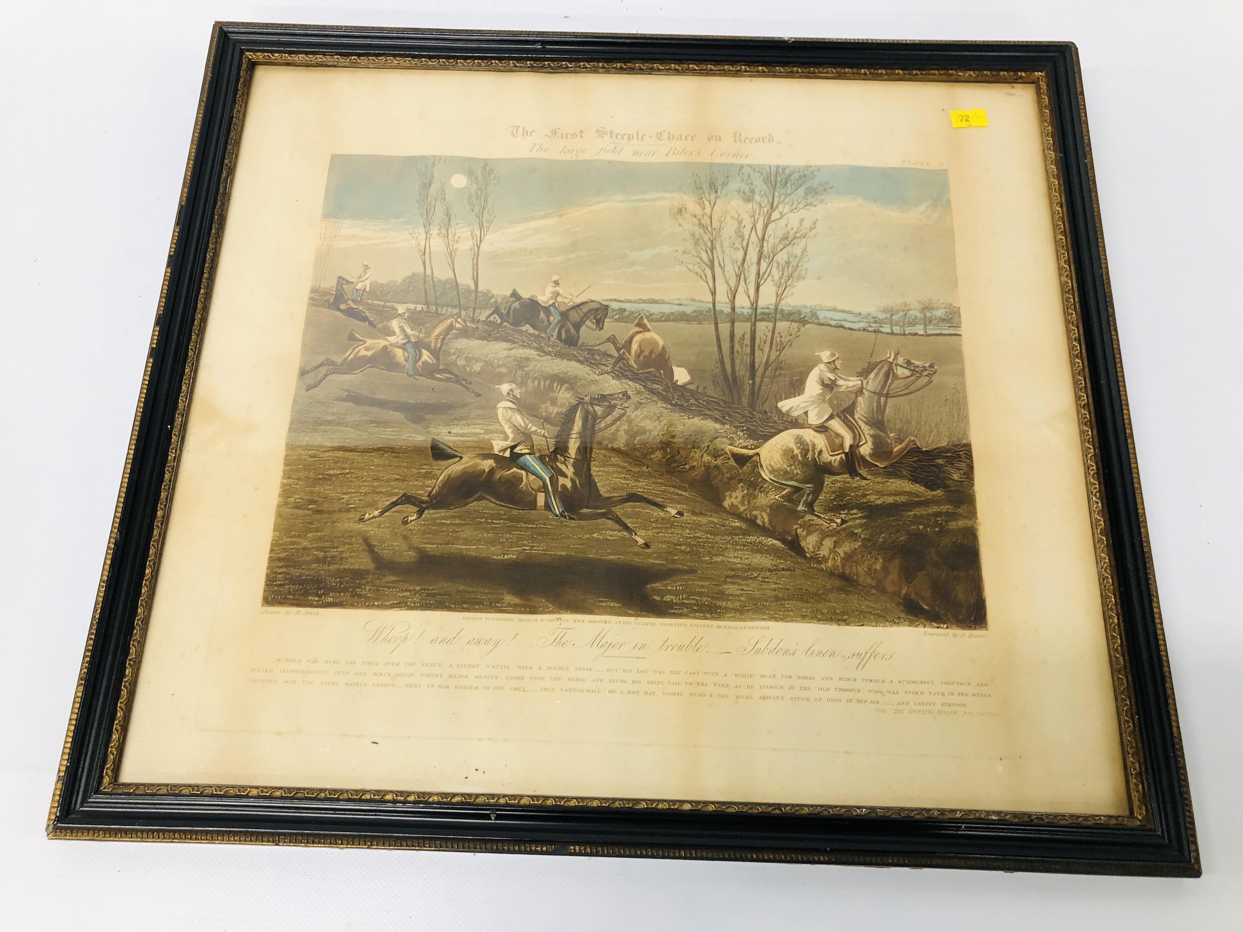 HENRY ALKEN: SET OF FOUR STEEPLE CHASE PRINTS (FOXED AND POOR CONDITION) - Image 4 of 7