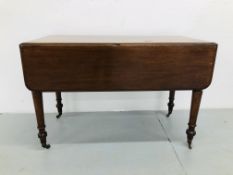 PERIOD MAHOGANY PEMBROKE TABLE SOME DISCOLOURATION TO TOP L41 1/2 inch, W21 1/2 inch,