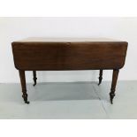 PERIOD MAHOGANY PEMBROKE TABLE SOME DISCOLOURATION TO TOP L41 1/2 inch, W21 1/2 inch,