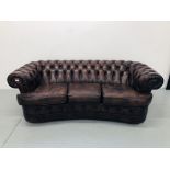 CHESTERFIELD BROWN LEATHER 3 SEATER SOFA (TRADE ONLY)
