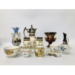 A COLLECTION OF DECORATIVE PORCELAIN EFFECTS TO INCL.