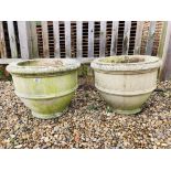 A PAIR OF LARGE STONEWORK GARDEN PLANTERS