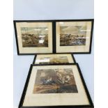HENRY ALKEN: SET OF FOUR STEEPLE CHASE PRINTS (FOXED AND POOR CONDITION)