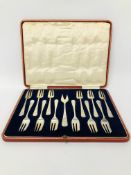 CASED SET OF TWELVE CAKE FORKS AND ONE SERVER LONDON ASSAY