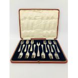 CASED SET OF TWELVE CAKE FORKS AND ONE SERVER LONDON ASSAY