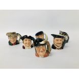 6 x ROYAL DOULTON CHARACTER JUGS TO INCLUDE HENRY VIII, GONE AWAY THE POACHER, MINE HOST,