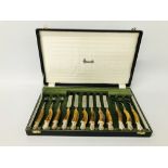 CASED 12 PIECE STEAK KNIFE AND FORK SET HOEN HANDLED,