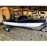 FLETCHER 12FT FIBRE GLASS SPEED BOAT ON ROAD TRAILER (NO ENGINE)