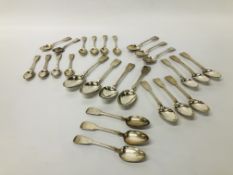 COLLECTION OF SILVER SPOONS TO INCLUDE 10 TEASPOONS, 4 TABLE SPOONS,