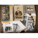 BOX OF PHOTOGRAPHS, A FEW CABINET AND ST