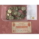 TUB OF MIXED MAINLY SILVER COINS, FEW IN