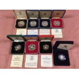 GB COINS: BOX OF SILVER PROOFS IN CASES,