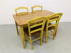 MODERN HARDWOOD DINING TABLE WITH 4 CHAIRS