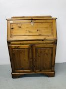 A DUCAL HONEY PINE FITTED BUREAU, WIDTH 87CM, HEIGHT 115CM,