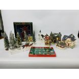 A WINTER VILLAGE MODEL DISPLAY TO INCLUDE ILLUMINATED BUILDINGS,