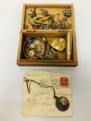 BOX OF VINTAGE COSTUME JEWELLERY & WRIST WATCHES TO INCLUDE MICRO MOSAIC NECKLACE & BROOCH,