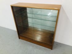 RETRO TEAK UNIT WITH GLASS SLIDING DOORS