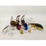 8 X ART GLASS ANIMALS,