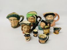 A COLLECTION OF TEN VARIOUS CHARACTER JUGS TO INCLUDE ROYAL DOULTON "AULD MAC",