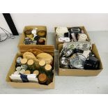 FOUR BOXES CONTAINING ASSORTED KITCHENWARES AND APPLIANCES TO INCLUDE, TEFAL PRESSURE COOKER,