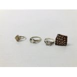 4 x SILVER DESIGNER DRESS RINGS