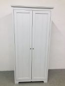 A MODERN WHITE FINISH DOUBLE WARDROBE WIDTH 91CM HEIGHT 191CM, DEPTH 54CM.