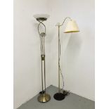 A MODERN DESIGNER UPLIGHTER WITH READING LIGHT AND ONE OTHER MODERN LAMP STANDARD - SOLD AS SEEN