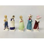 5 X ROYAL DOULTON FIGURINES TO INCLUDE SOPHIE HN 2833, ANNA HN 2802, TESS HN 2865,