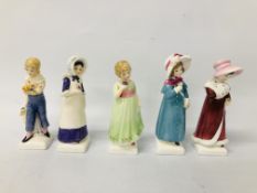 5 X ROYAL DOULTON FIGURINES TO INCLUDE SOPHIE HN 2833, ANNA HN 2802, TESS HN 2865,