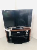 A PANASONIC VIERA 37" TELEVISION MODEL TX-L37E3B PLUS PANASONIC BLU-RAY DISC PLAYER ON REVOLVING