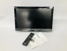 A SONY BRAVIA 22" FLAT SCREEN TV WITH REMOTE,
