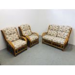 A GOOD QUALITY CARE THREE PIECE CONSERVATORY SUITE COMPRISING OF TWO SEATER AND TWO CHAIRS