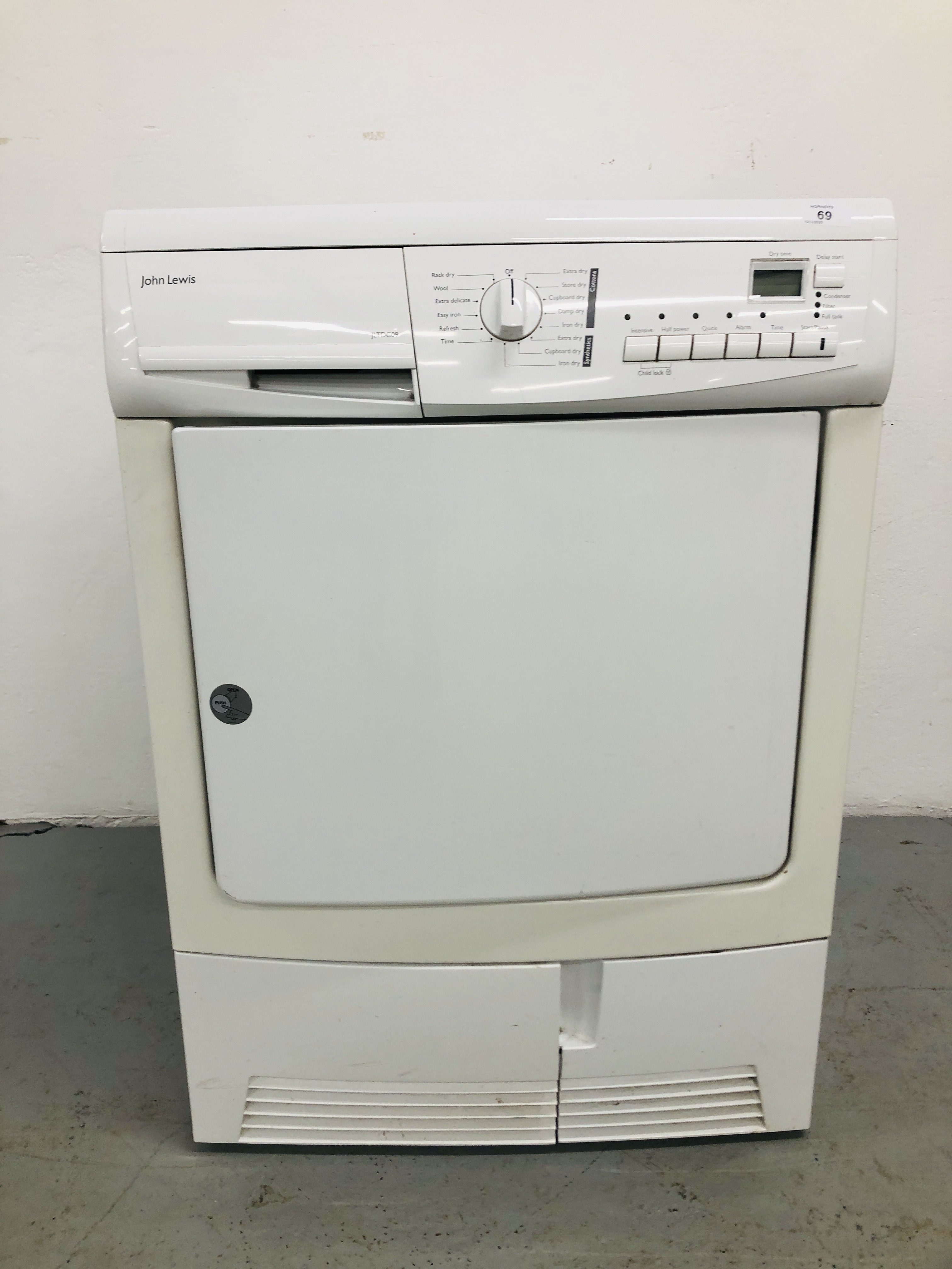 A JOHN LEWIS CONDENSER TUMBLE DRYER MODEL JLTDc09 - SOLD AS SEEN