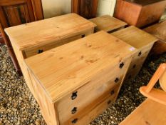 PAIR OF MEXICAN PINE 4 DRAWER CHESTS + PAIR OF MEXICAN PINE 3 DRAWER BEDSIDE CHESTS