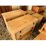 PAIR OF MEXICAN PINE 4 DRAWER CHESTS + PAIR OF MEXICAN PINE 3 DRAWER BEDSIDE CHESTS