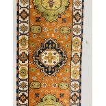 A ORANGE/BLUE PATTERNED INDIAN KAZAK HALL RUNNER LENGTH 197cm WIDTH 62cm