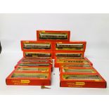 A COLLECTION OF 15 VARIOUS BOXED HORNBY 00 GAUGE COACHES (NOT ALL CORRECT BOXES)