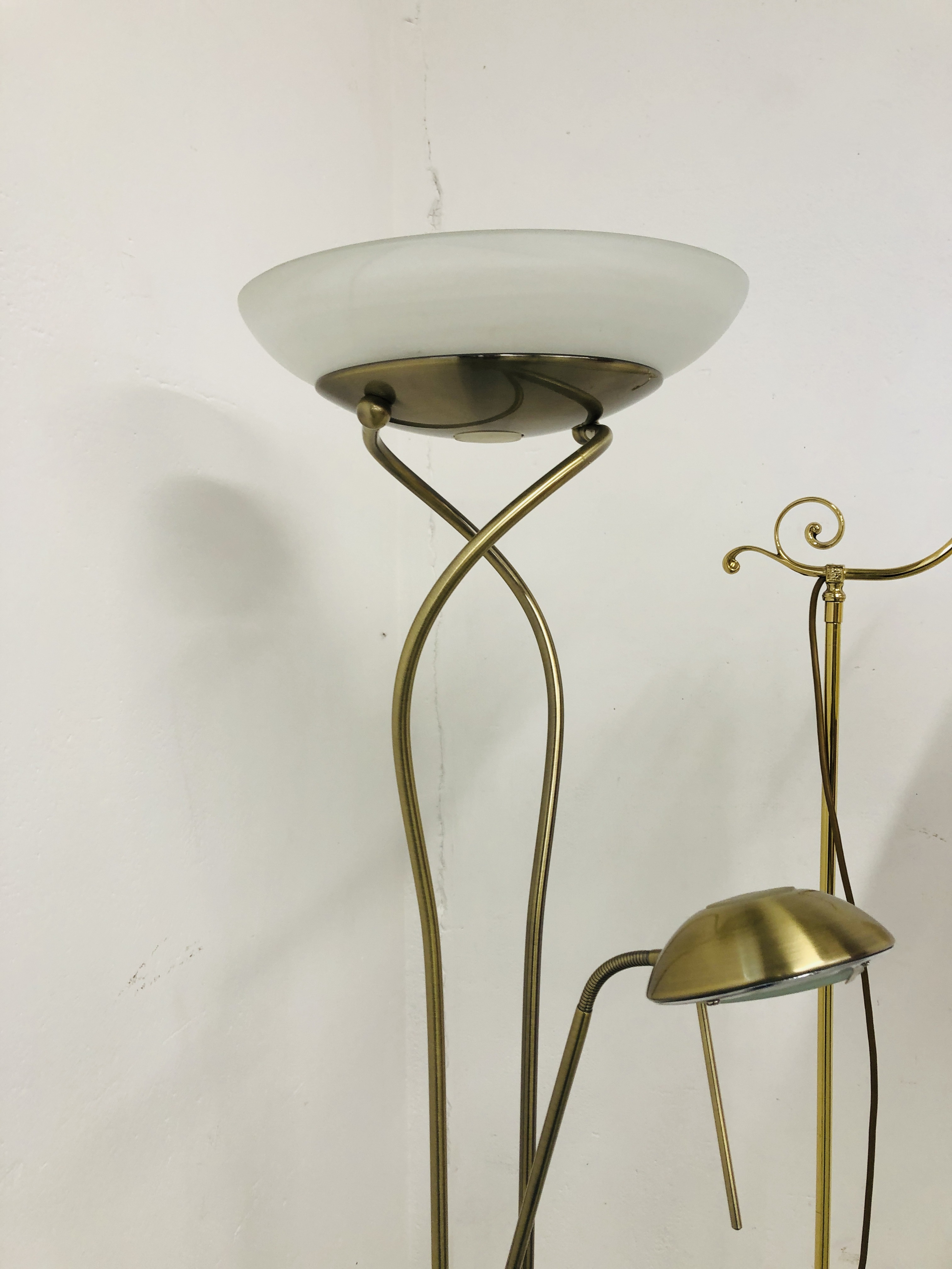 A MODERN DESIGNER UPLIGHTER WITH READING LIGHT AND ONE OTHER MODERN LAMP STANDARD - SOLD AS SEEN - Image 3 of 5