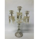 VINTAGE CRYSTAL 3 BRANCH CENTRE PIECE WITH LUSTRE DROPS