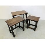 NEST OF THREE GRADUATED OAK OCCASIONAL TABLES