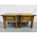 A PAIR OF "MEXICAN" WAXED PINE LAMP TABLES