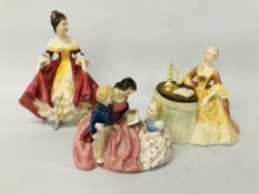3 X ROYAL DOULTON FIGURINES TO INCLUDE THE BEDTIME STORY HN 2059, MEDITATION HN 2330,