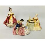 3 X ROYAL DOULTON FIGURINES TO INCLUDE THE BEDTIME STORY HN 2059, MEDITATION HN 2330,