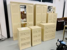 A SIX PIECE SUITE OF ALSTON'S "CHARLESTON" BEDROOM FURNITURE TO INCLUDE LARGE DOUBLE WARDROBE WITH