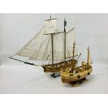 TWO WELL DETAILED AND HAND CRAFTED MODEL BOATS,
