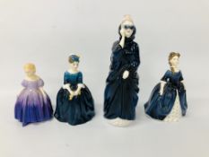 4 X ROYAL DOULTON FIGURINES TO INCLUDE CHERIE HN 2341, MARIE HN 3370, DEBBIE HN 2385,