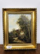 GILT FRAMED OIL ON CANVAS "VALLEY FARM" PROBABLY ALBERT GILBERT SIGNED WITH THE MONOGRAM A.G. 32.